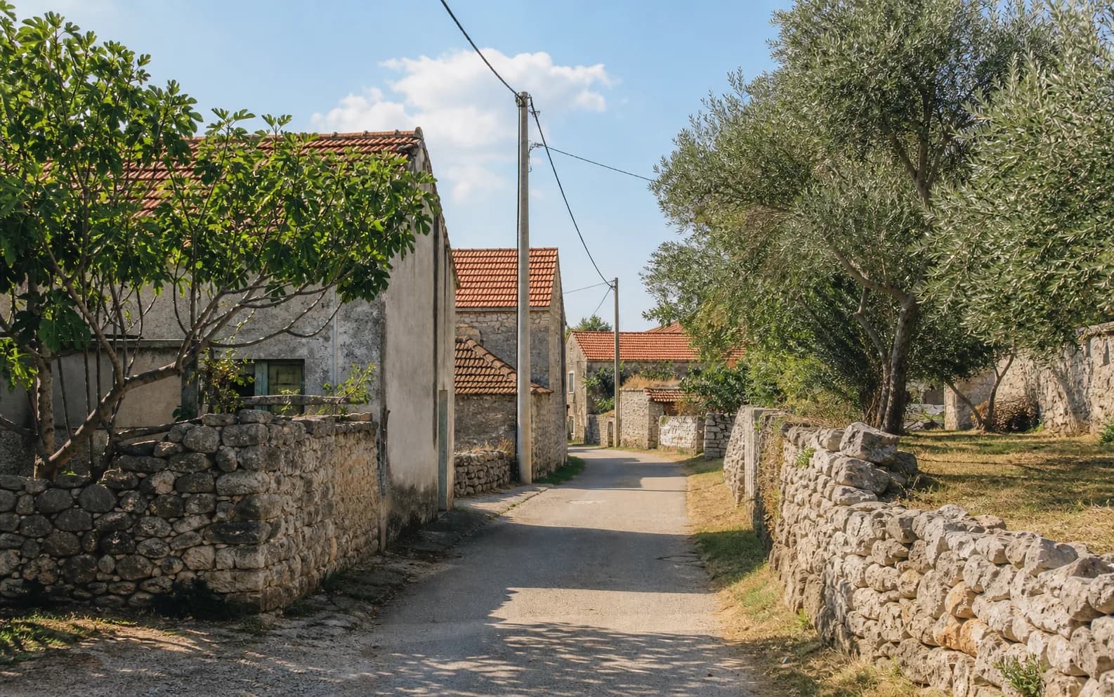 Illustrative photo for Donji Kašić, Benkovac: a quiet village street with natural stone details.
