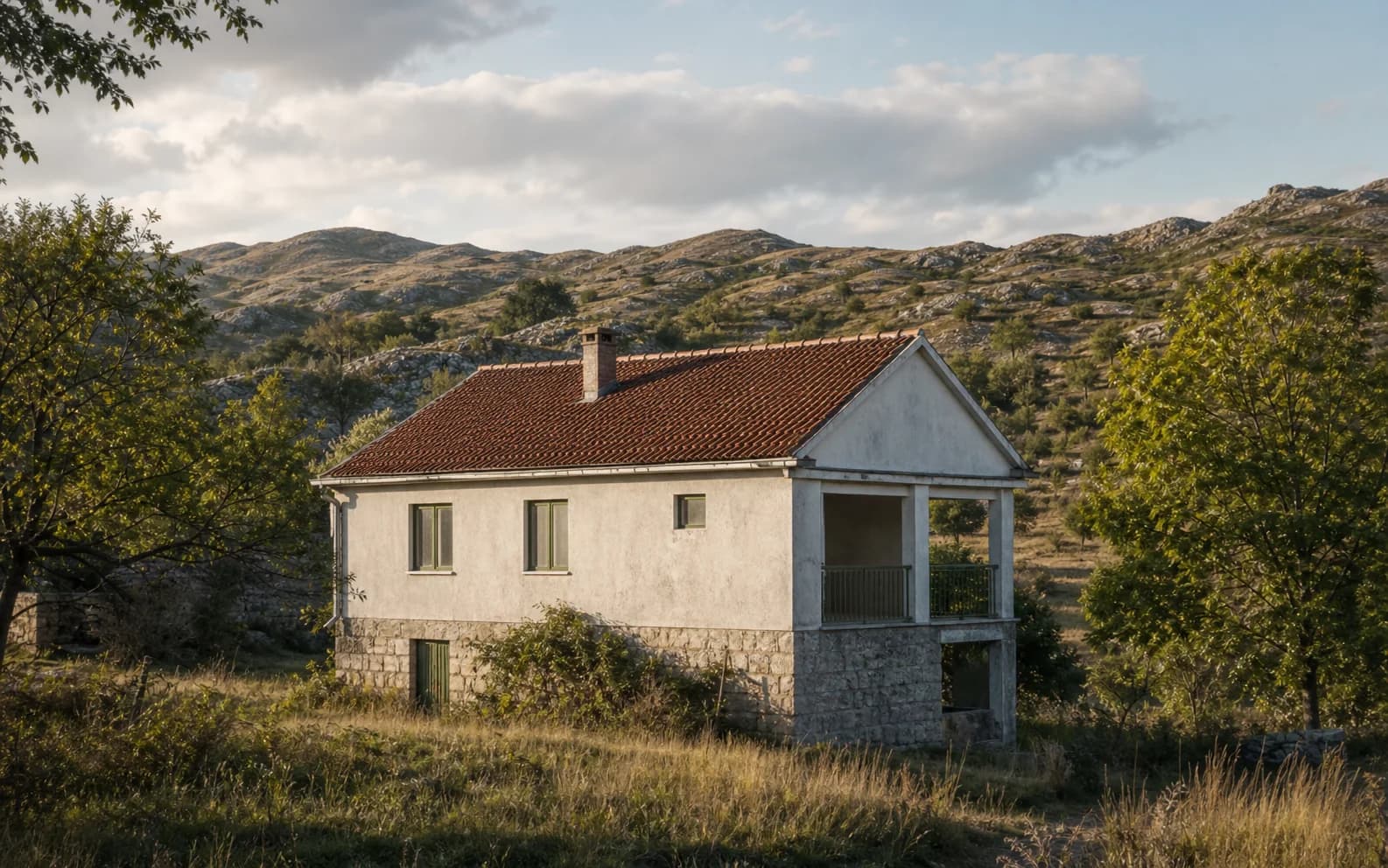 Illustrative photo for Donja Suvaja, Gračac: a residential exterior set within an open landscape.