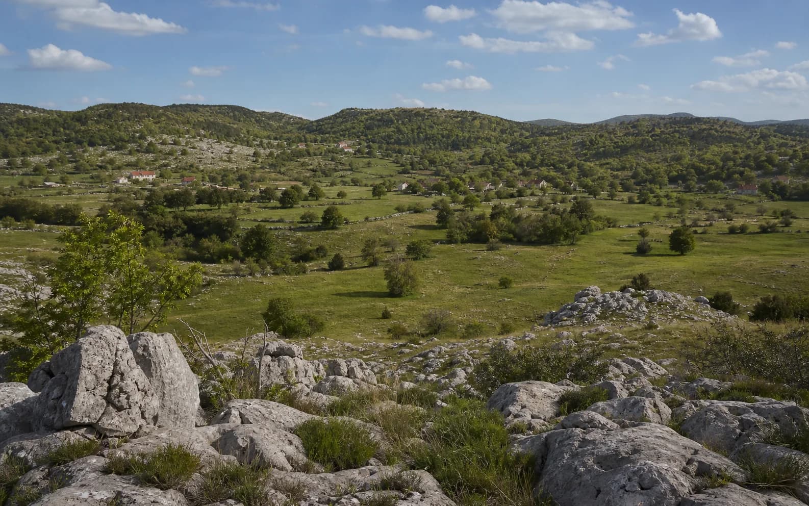 Illustrative photo for Glogovo, Gračac: a wide view of an open highland landscape.