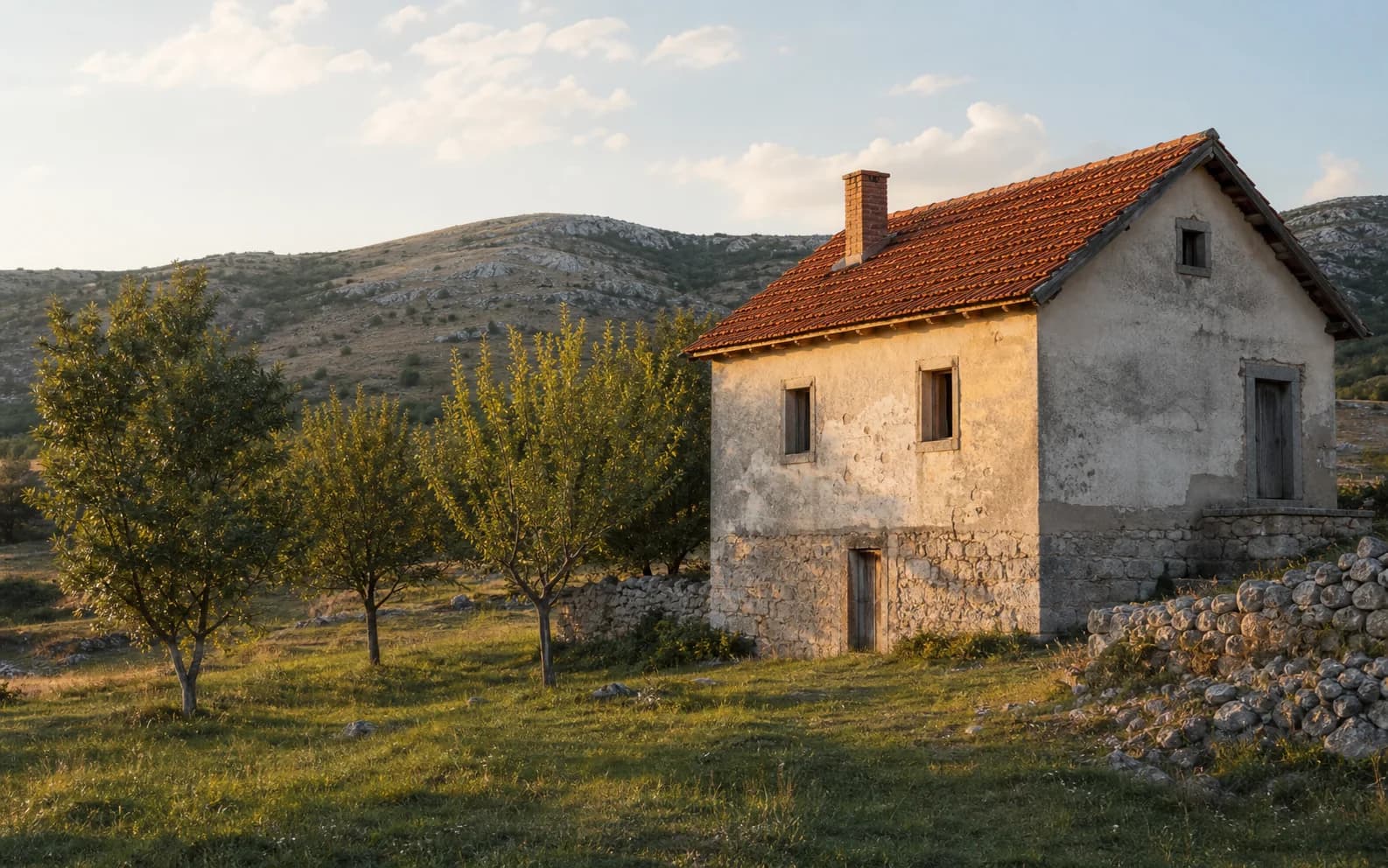 Illustrative photo for Glogovo, Gračac: a residential exterior set within an open landscape.