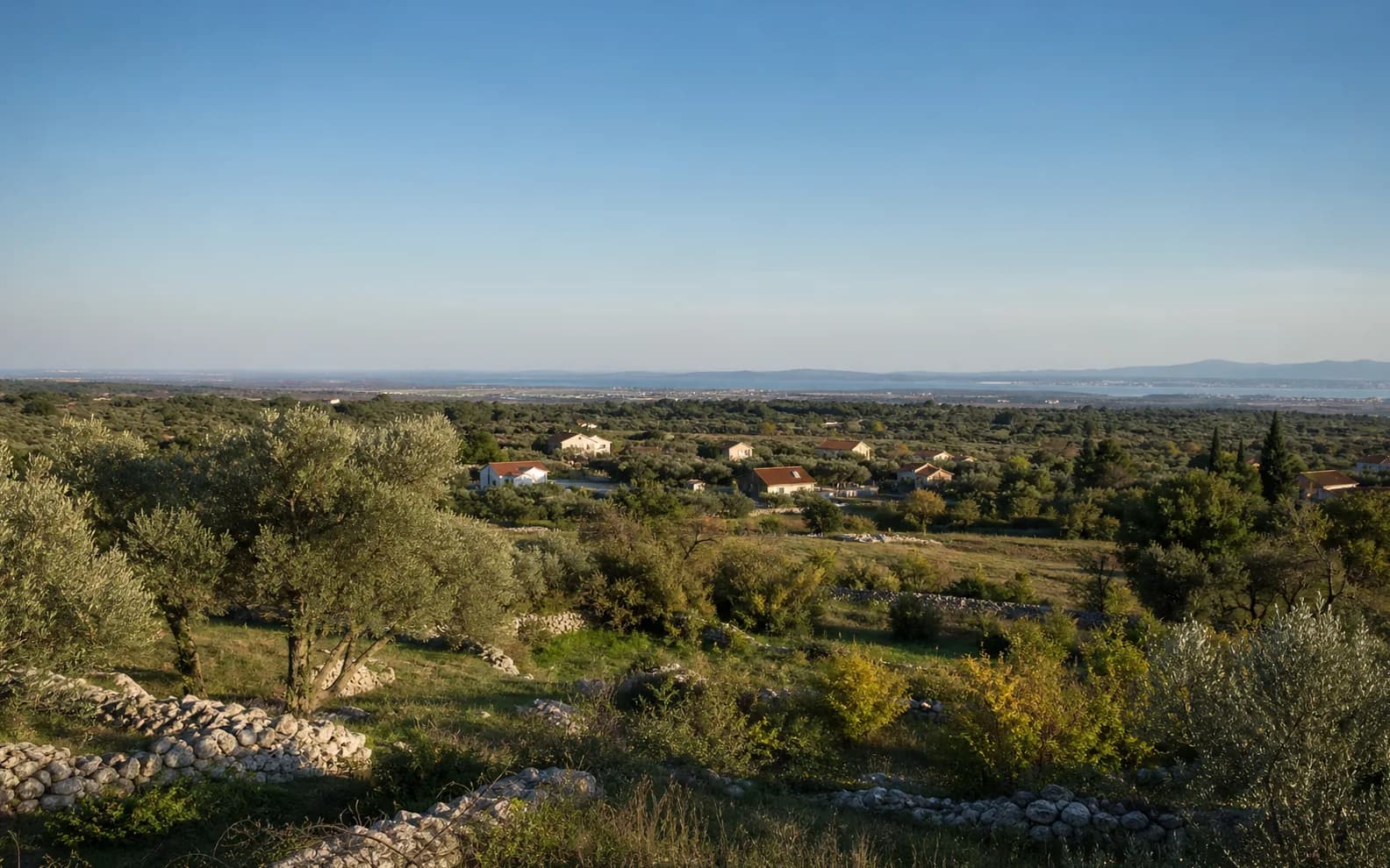 Illustrative photo for Crno, Zadar: a wide view of an open Dalmatian hinterland landscape.