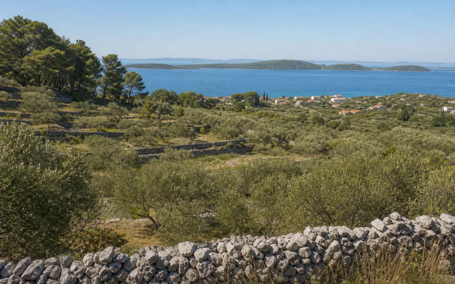 Illustratives Foto für Veli Iž, Zadar: weiter Blick auf eine Insellandschaft.
