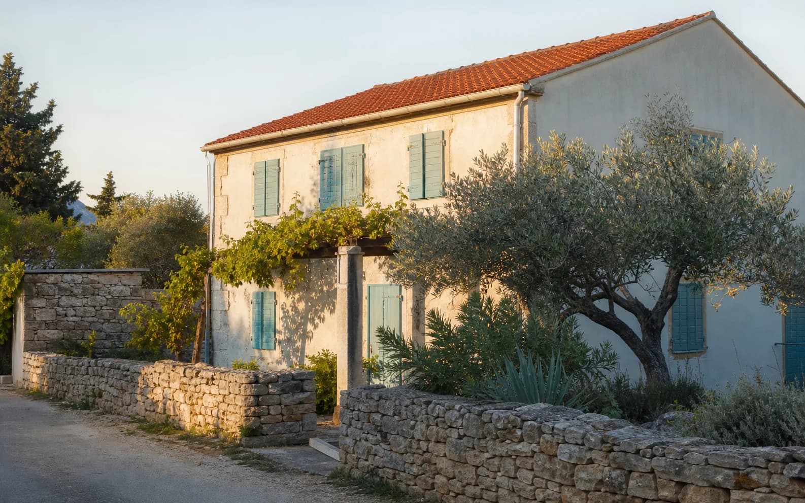 Illustrative photo for Zapuntel, Zadar: a residential exterior in an island Mediterranean setting.